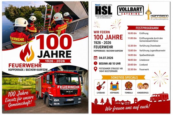 Gemeindefeuerwehrtag 2026 & 100 Jahre Feuerwehr Hoppenrade 