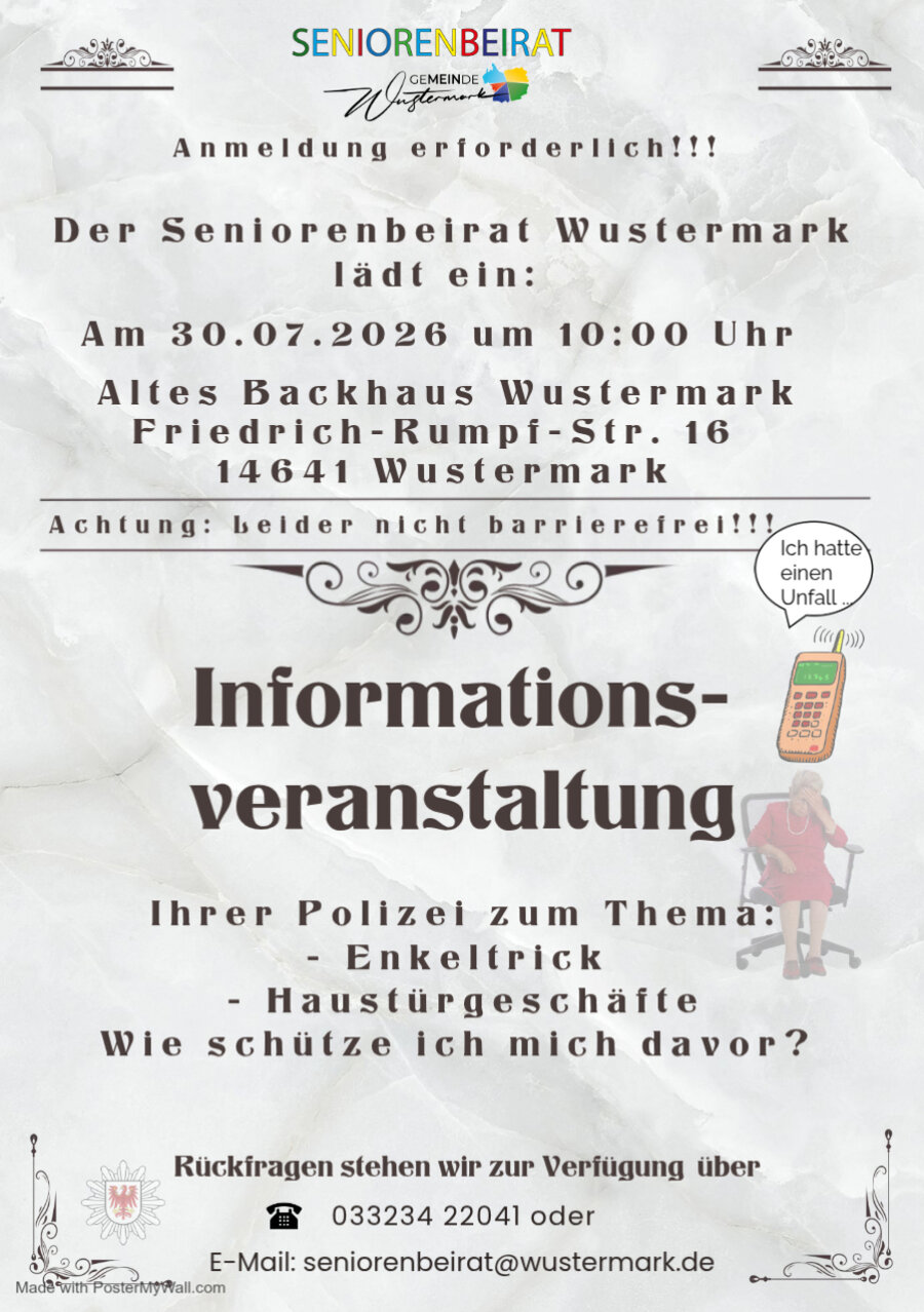 Seniorenbeirat Seminar Enkeltrick / Haust&uuml;rgesch&auml;ft